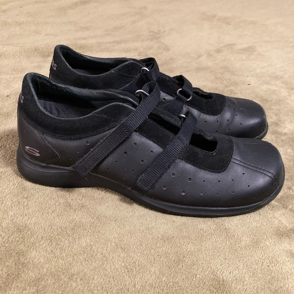 EUC Skechers Vintage 90s Shoes Leather Slip On Black Women's Size 8M